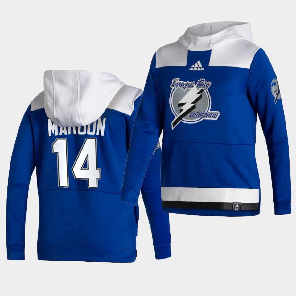 Men Tampa Bay Lightning 14 Maroon Blue NHL 2021 Adidas Pullover Hoodie Jersey